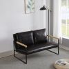 Metal Frame with Faux Leather Upholstery Loveseat (Dark Brown)