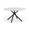 53.15" Modern Round Dining Table White Sintered Stone Tabletop with 4pcs Metal Cross Legs