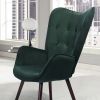 Modern Wingback Accent Armchair Living Room Tufted Velvet Upholstery, DARK GREEN