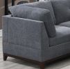 Modular Living Room Furniture Corner Wedge Ash Chenille Fabric 1pc Cushion Wedge Sofa Couch Exposed Wooden base