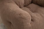 Soft Tufted Foam Bean Bag Chair With Teddy Fabric Coffee Brown