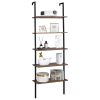 Industrial Wall Mounted Bookcase 5-Tier Open Ladder Shelf Bookshelf with Metal Frame, 23.6" L x 11.8" W x 70.9" H