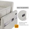 55.1" Pull Out Sleep Sofa Bed Loveseats Sofa Couch with Adjsutable Backrest, Storage Pockets, 2 Soft Pillows, USB Ports for Living Room, Bedroom, Apar