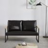 Metal Frame with Faux Leather Upholstery Loveseat (Dark Brown)