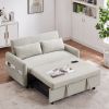 55.1" Pull Out Sleep Sofa Bed Loveseats Sofa Couch with Adjsutable Backrest, Storage Pockets, 2 Soft Pillows, USB Ports for Living Room, Bedroom, Apar