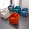 360-degree Swivel Accent Armchair Linen Blend Blue