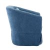 360-degree Swivel Accent Armchair Linen Blend Blue