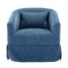 360-degree Swivel Accent Armchair Linen Blend Blue