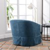 360-degree Swivel Accent Armchair Linen Blend Blue