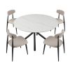 53.15" Modern Round Dining Table White Sintered Stone Tabletop with 4pcs Metal Cross Legs