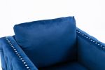 Modern Velvet Armchair Tufted Button Accent Chair Club Chair with Steel Legs for Living Room Bedroom,Navy