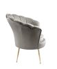 Angelina 34" Gray Velvet Scalloped Back Barrel Accent Chair with Metal Legs