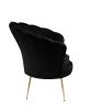 Angelina 34" Black Velvet Scalloped Back Barrel Accent Chair with Metal Legs