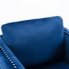 Modern Velvet Armchair Tufted Button Accent Chair Club Chair with Steel Legs for Living Room Bedroom,Navy