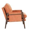 Mid-Century Modern Velvet Accent Chair,Leisure Chair with Solid Wood and Thick Seat Cushion for Living Room,Bedroom,Studio,Orange