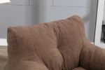 Soft Tufted Foam Bean Bag Chair With Teddy Fabric Coffee Brown