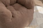 Soft Tufted Foam Bean Bag Chair With Teddy Fabric Coffee Brown