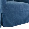 360-degree Swivel Accent Armchair Linen Blend Blue