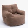 Soft Tufted Foam Bean Bag Chair With Teddy Fabric Coffee Brown