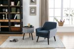 Casual Living Room Accent Chair and Side Table w Storage Blue Color Comfortable Contemporary Living Room Furniture