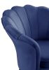 Angelina 34" Blue Velvet Scalloped Back Barrel Accent Chair with Metal Legs