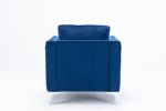 Modern Velvet Armchair Tufted Button Accent Chair Club Chair with Steel Legs for Living Room Bedroom,Navy