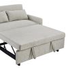 55.1" Pull Out Sleep Sofa Bed Loveseats Sofa Couch with Adjsutable Backrest, Storage Pockets, 2 Soft Pillows, USB Ports for Living Room, Bedroom, Apar