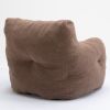 Soft Tufted Foam Bean Bag Chair With Teddy Fabric Coffee Brown