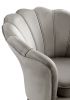 Angelina 34" Gray Velvet Scalloped Back Barrel Accent Chair with Metal Legs