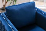 Modern Velvet Armchair Tufted Button Accent Chair Club Chair with Steel Legs for Living Room Bedroom,Navy