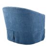 360-degree Swivel Accent Armchair Linen Blend Blue