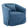 360-degree Swivel Accent Armchair Linen Blend Blue