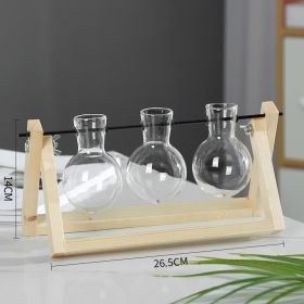 Swing Wooden Stand Hydroponic Plant Container Glass Vase (Option: Log C)