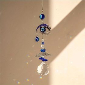 1pc Crystal Sun Catchers, Blue Butterfly Evil Eye Suncatcher Indoor Window With Prism Ball, Sunlight Rainbow Maker Good Luck Hanging Crystals Ornament (Style: Evil Eye)