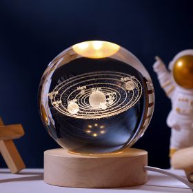 1pc Creative Crystal Ball Decoration; Desktop Night Light; Bedroom Night Light Valentine's Day Gifts Birthday Gifts (Items: Solar System)