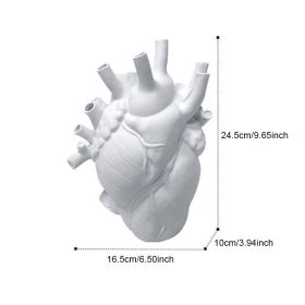 Vase In The Shape Of Human Heart, Home Decoration, Desktop Art Craft Ornament, Exquisite And High-end Indoor Vase, Organ Design Flower Container, Hall (Color: White, size: 16.5*10*25)