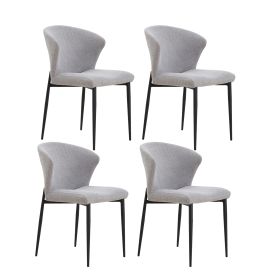 Dining Chairs set of 4, Upholstered Side Chairs, Adjustable Kitchen Chairs Accent Chair Cushion Upholstered Seat with Metal Legs for Living Room Grey (Color: as Pic)