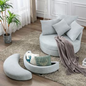 Orisfur. 360¬∞ Swivel Accent Barrel Chair with Storage Ottoman & 4 Pillows, Modern Linen Leisure Chair Round Accent for Living Room (Color: as Pic)