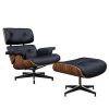 Large Version Genuine Leather Lounge Chair Club Seat Armchair Ottoman 8 Layer Plywood Frame Living Room Furniture