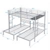 Full over Twin&Twin Size Bunk Metal Bed with Built-in Shelf