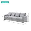 104" 4-Seater Modern Linen Fabric Sofa with Armrest Pockets and 4 Pillows,Minimalist Style Couch for Living Room, Apartment, Office,3 Colors