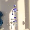 1pc Crystal Sun Catchers, Blue Butterfly Evil Eye Suncatcher Indoor Window With Prism Ball, Sunlight Rainbow Maker Good Luck Hanging Crystals Ornament