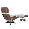 Large Version Genuine Leather Lounge Chair Club Seat Armchair Ottoman 8 Layer Plywood Frame Living Room Furniture