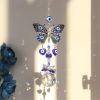 1pc Crystal Sun Catchers, Blue Butterfly Evil Eye Suncatcher Indoor Window With Prism Ball, Sunlight Rainbow Maker Good Luck Hanging Crystals Ornament