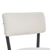 Set of 2 modern teddy fabric upholstered bar stools - Metal base high stool - Suitable for kitchen, dining and living room - Beige - Stylish and comfo