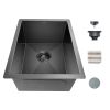 Gloss Black Ceramic Coating with NanoTek Undermount Kitchen Sink;  16 Gauge T-304 Stainless Steel Single Bowl Wet Bar or Prep Sink