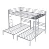 Full over Twin&Twin Size Bunk Metal Bed with Built-in Shelf