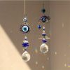 1pc Crystal Sun Catchers, Blue Butterfly Evil Eye Suncatcher Indoor Window With Prism Ball, Sunlight Rainbow Maker Good Luck Hanging Crystals Ornament