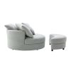 Orisfur. 360¬∞ Swivel Accent Barrel Chair with Storage Ottoman & 4 Pillows, Modern Linen Leisure Chair Round Accent for Living Room