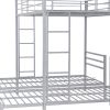 Full over Twin&Twin Size Bunk Metal Bed with Built-in Shelf